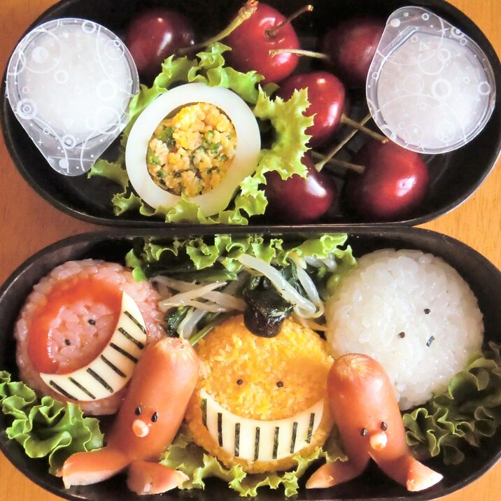 こどものお弁当★紅白殺せんせー